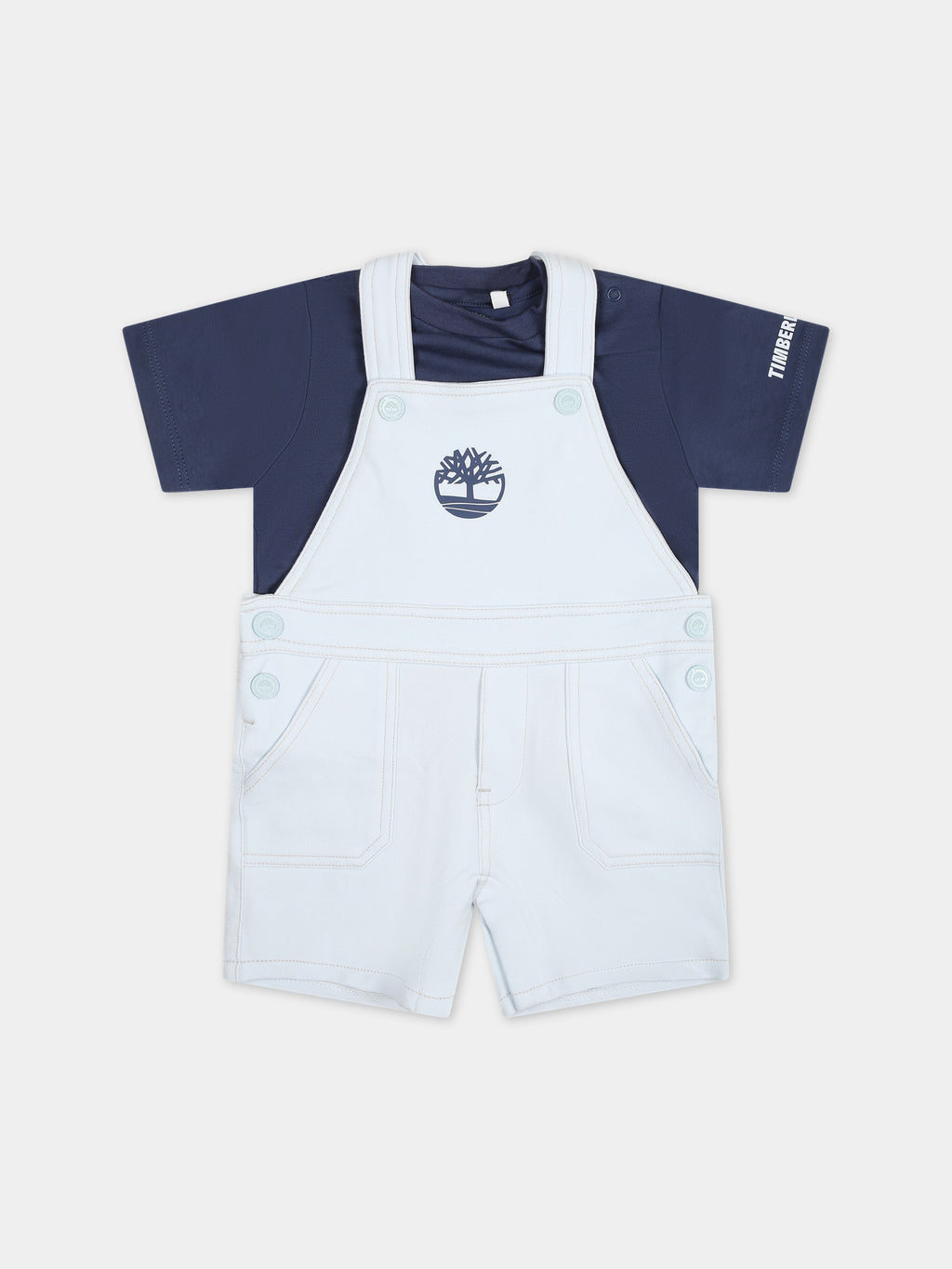 Blue dungarees for baby boy with logo